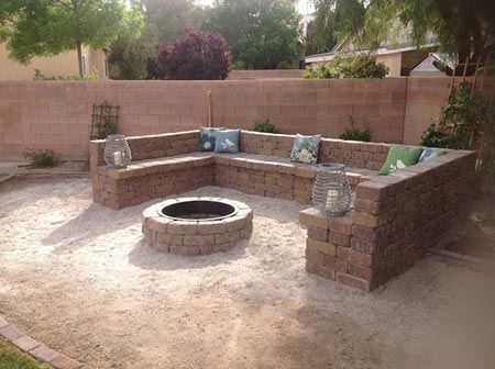 Block Fire Pit and Seating Area