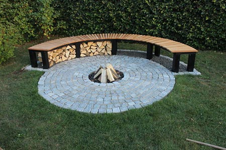 Garden Fireplace with Bench