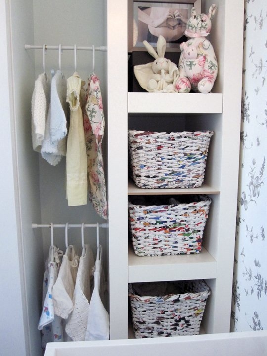 Oddly-shaped closet storage idea.