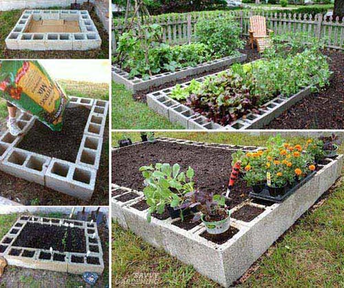 Cement Block Raised Bed