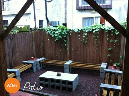 Cinder block garden furniture set