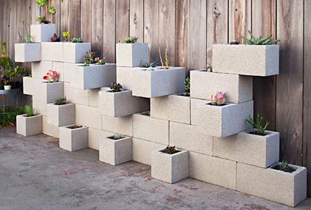 Concrete Block Vertical Planters