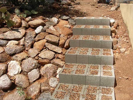 Concrete block outdoor stairs