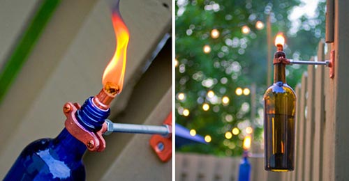Recycled Wine Bottle Tiki Torch