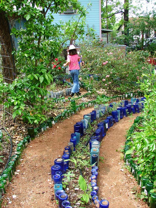 lined with recycled glass bottles