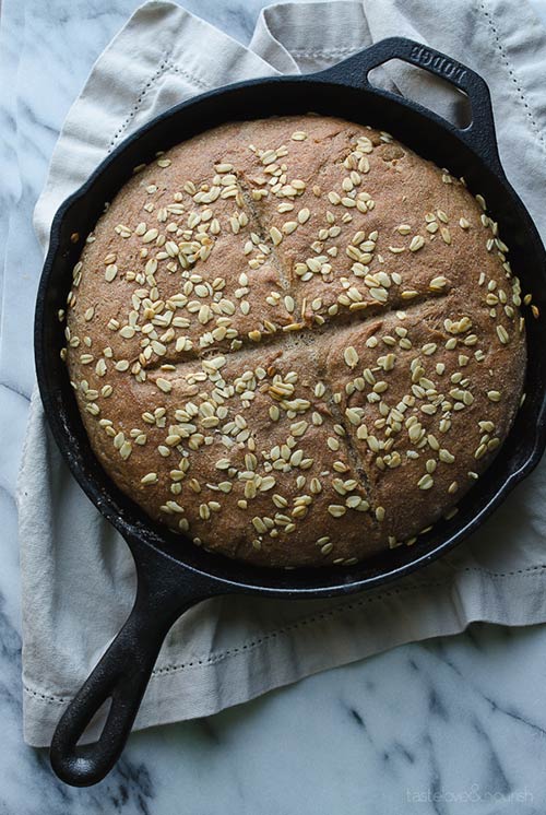 Whole Wheat No-knead Skillet Bread