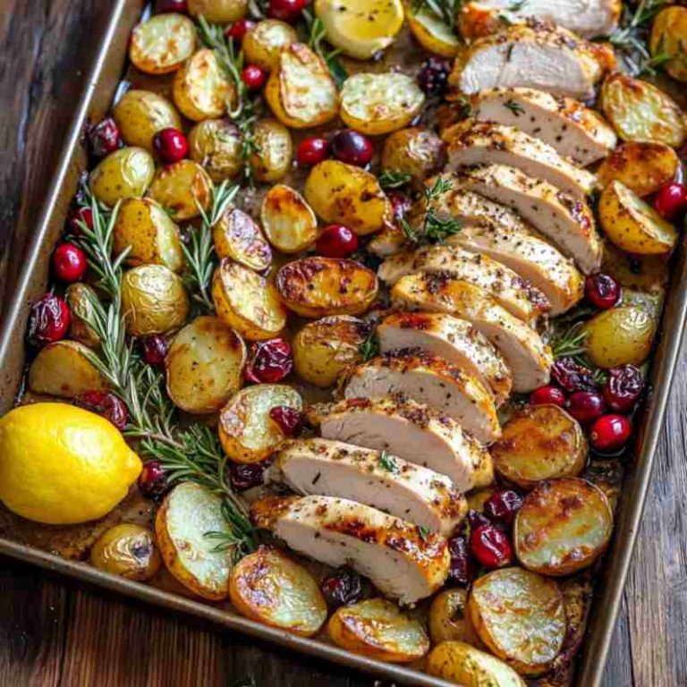 roasted-turkey-sheet-pan-dinner-with-cranberries-and-lemon-herb