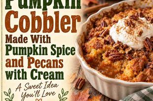 Pumpkin Cobbler Made With Pumpkin Spice and Pecans with Cream