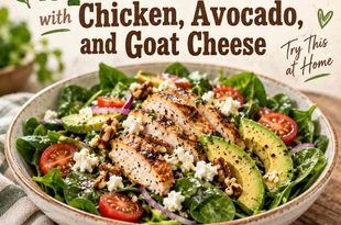 Spinach Salad with Chicken, Avocado, and Goat Cheese
